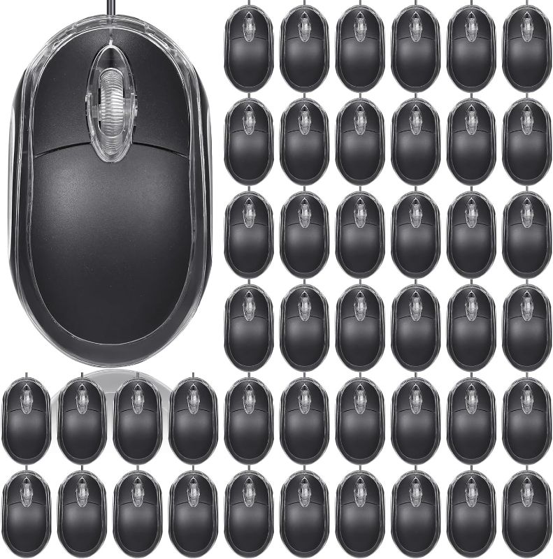 Photo 1 of Xuhal 50 Pcs Black Wired USB Computer Mouse Bulk, 1000 DPI 3 Button Corded Gaming Mouse for Office Home Optical Mouse Plug in Mouse Compatible with MacBook PC Desktop Laptop
