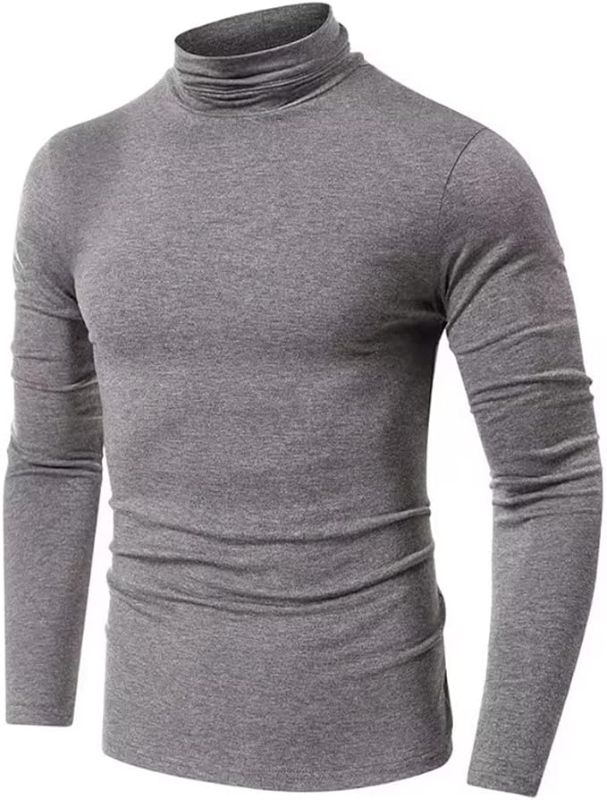 Photo 1 of BLaliZ2 Men's Turtleneck Slim Fitting Thermal Underwear Basic Pullover Long Sleeve Bottoming T-Shirt. XXL
