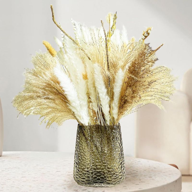 Photo 1 of 112Pcs Dried Pampas Grass White 17in Bouquet Natural Dried Bunny Tails Vase Filler Boho Home Decor Home Wedding Dried Flowers Arrangement
