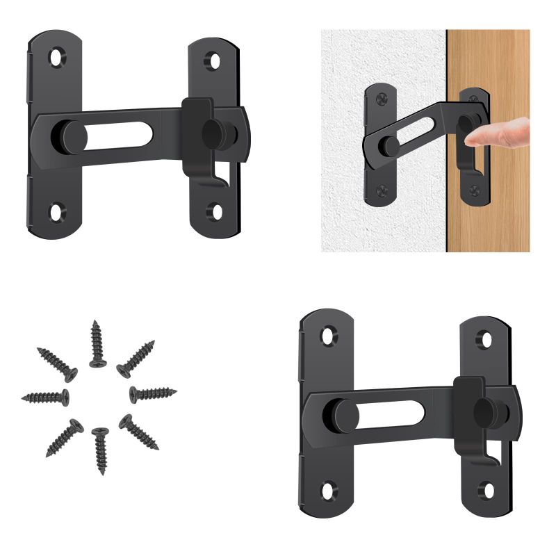 Photo 1 of 90 Degrees Flip Latch Lock,Barn Door Latch Matte Black,1.6'' x 2'' Solid Stainless Steel Safety Gate Latches,Pack of 2(Small 90 Degrees Black) Small 90 Degrees (Black) Black