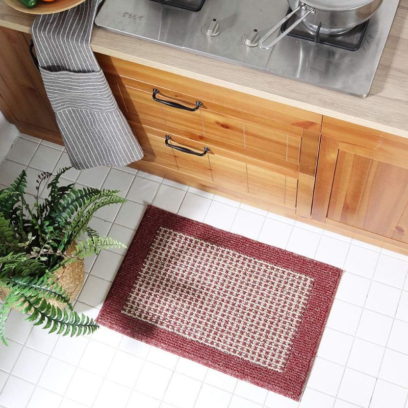 Photo 1 of 28X18 Inch Washable Kitchen Rug Mats are Made of Polypropylene Square Rug Cushion Which is Anti Slippery and Stain Resistance Red
