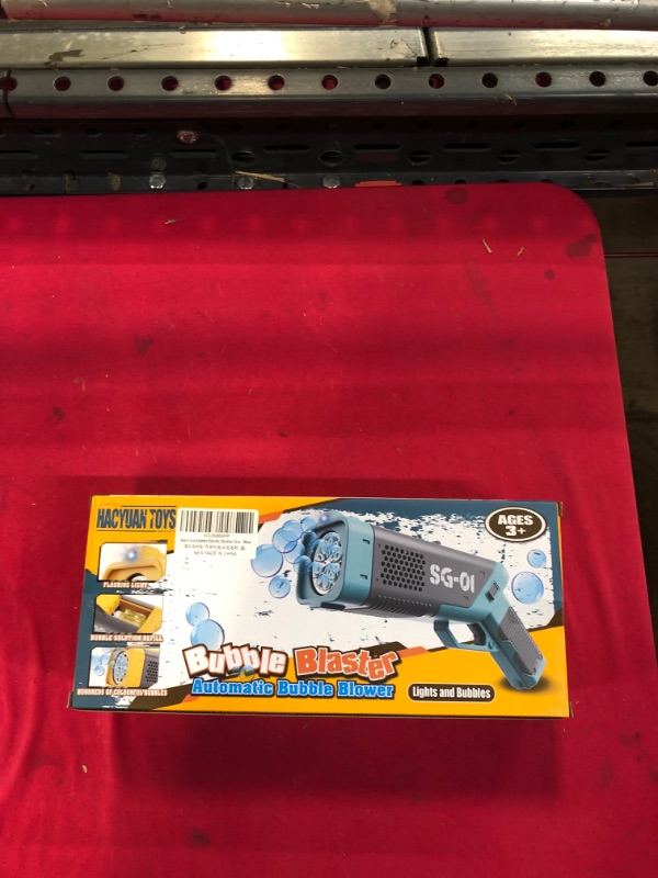 Photo 1 of Alkinoos Electric Bubble Gun, Bubble Machine Gun Blow Thousands of Bubbles Bubbles per Minutes, Bubble Blower with 3 Bubble Solution Refills - Blue
