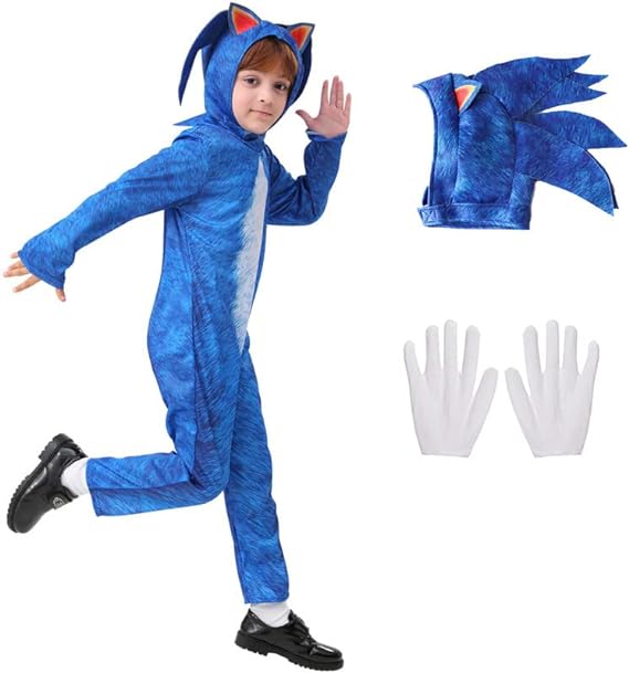 Photo 1 of    SIZE  XL  NQIQIN Soniccc Costume Hedgehog Jumpsuit Christmas Costumes for Boys Kids Girls  with Headgear Gloves