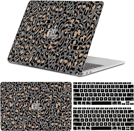 Photo 1 of GABraden Compatible with MacBook Air 13 inch Case,2020 2019 2018 Release,(A2337 M1 A2179 A1932),with Touch ID and 2 Pack Keyboard Protectors,Laptop Plastic Hard Shell?Black Leopard Cheetah Pattern?
