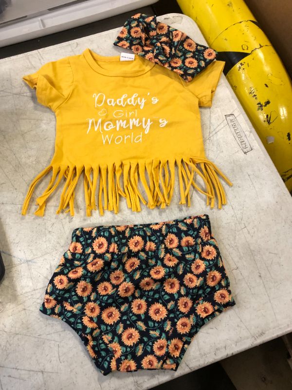 Photo 1 of 3 PCS GIRLS 3-6 MONTHS OUTFIT SET SUNFLOWER