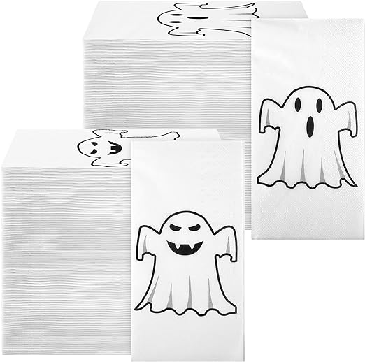 Photo 1 of 200 Pcs Halloween Guest Napkins Ghost Dinner Hand Towel Napkin Party Decorative Towels Disposable Bathroom Guest Towels Disposable Party Cocktail Napkins Tableware Decoration Halloween Party Supplies
