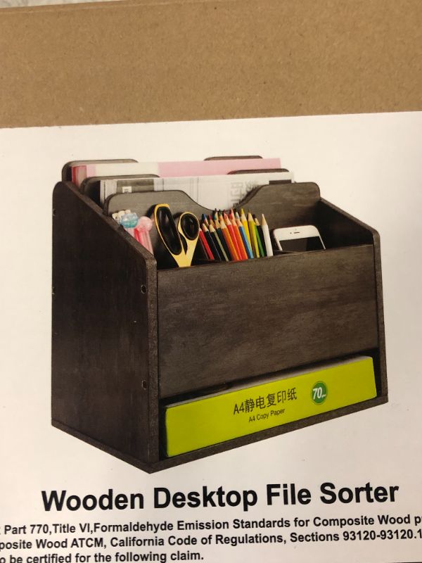 Photo 1 of WOODEN DESKTOP FILE SORTER