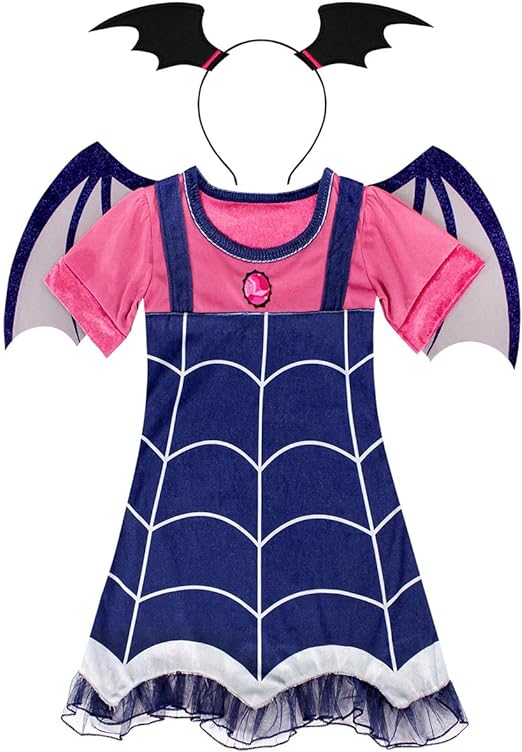 Photo 1 of AOVCLKID Girls Vampire Costume Dress Set with Headband Kids Halloween Party Dress up 4T
