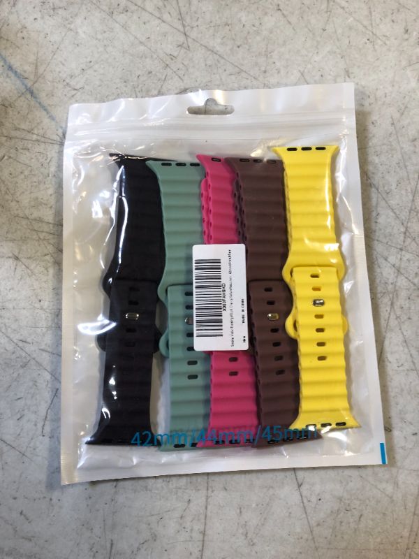 Photo 2 of 5 Pack Ocean Silicone Bands Compatible with Apple Watch Band 38mm 40mm 41mm 42mm 44mm 45mm 49mm, Sport Breathable Strap Adjustable Wristband for iWatch Ultra Series 8/7/SE/6/5/4/3/2/1 Women Men
