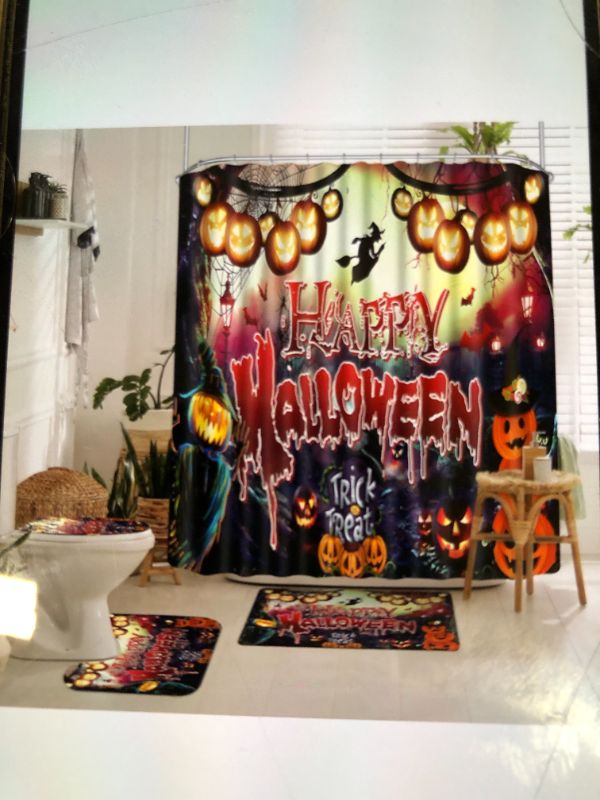 Photo 1 of 4 PCS HALLOWEEN SHOWER CURTAIN SET