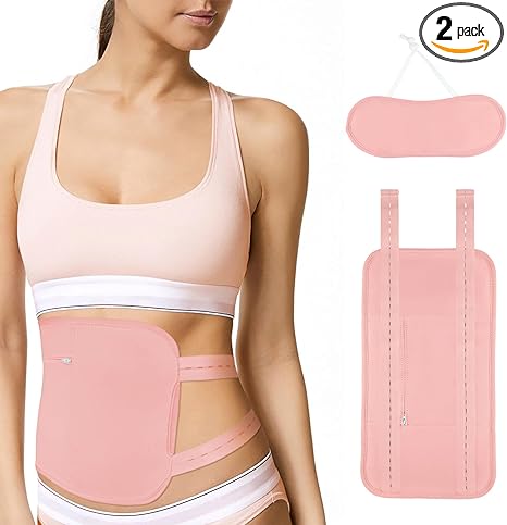 Photo 1 of AMCAY Castor Oil Pack for Liver Detox, Reusable Castor Oil Pack Wrap Kit with Adjustable Elastic Strap for Waist & Neck, Anti Oil Leak, Machine Washable, Organic Cotton, Storage Bag, 2 Pack (Pink)
