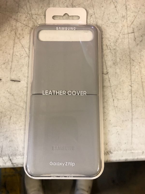 Photo 2 of Original Samsung Leather Cover for Samsung Galaxy Z Flip - Silver

