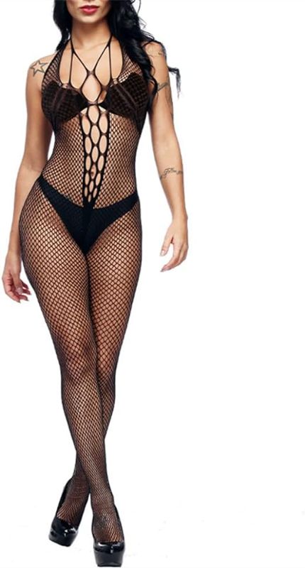 Photo 1 of Fishnet Bodysuit Bodystocking Lingerie for Women, Sexy Outfit Exotic Lingerie Crotchless Mesh Babydoll
