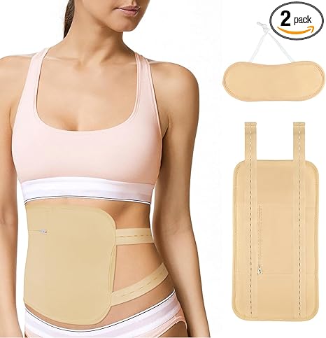 Photo 1 of AMCAY Castor Oil Pack for Liver Detox, Reusable Castor Oil Pack Wrap Kit with Adjustable Elastic Strap for Waist & Neck, Anti Oil Leak, Machine Washable, Organic Cotton, Storage Bag, 2 Pack (Khaki)
