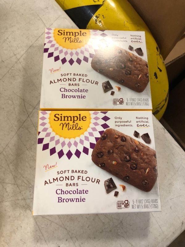 Photo 2 of 2 BOXES - Simple Mills Almond Flour Breakfast Bars, Chocolate Brownie - Gluten Free, Made with Coconut Oil, Chia Seeds, Sunflower Seeds, Flax Seeds, Healthy Snacks, 6 oz. (Pack of 1) Chocolate Brownie 1.19 Ounce (Pack of 5) EXP 01/04/2024