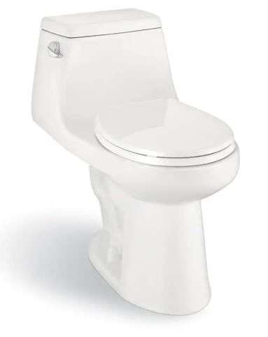 Photo 1 of 1-Piece 1.28 GPF High Efficiency Single Flush Round Front Toilet in White, Seat Included
