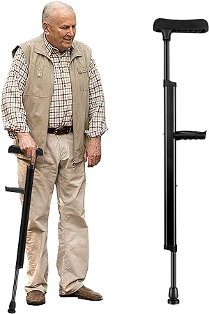 Photo 1 of 2-in-1 Sturdy Adjustable Walking Cane, Stick, and Crutches for Men Women - Premium Aluminum Alloy, 350lb Weight Capacity, Eco-Friendly Grip
