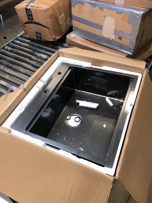 Photo 4 of 25 Inch Black Kitchen Sink Drop In-SOMRXO 25×22 Inch Top mount Workstation Kitchen Sink 16 Gauge Gunmetal Black Stainless Steel Kitchen Sink 10 Inch Deep Single Bowl Kitchen Sink 25"(L) x 22"(W) x 10"(D) Gunmetal Black