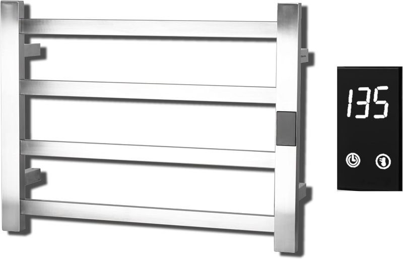 Photo 1 of **MISSING SCREWS, HARDWARE** Topdattion Electric Towel Warmer | Super Thin | with Timer & Temperature Multi-Level Adjustments | Hardwired & Plug-in | Fast Heating | 4 Bar | Brushed Finish
