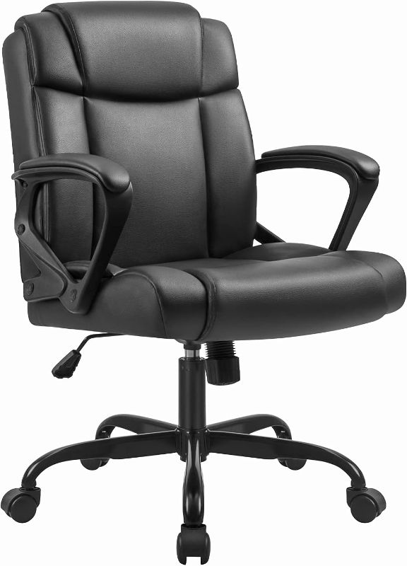 Photo 1 of Furmax Mid Back Office Chair Computer Chair PU Leather Executive Desk Chair Swivel Chair with Padded Arms Back Support Weight Bearing
