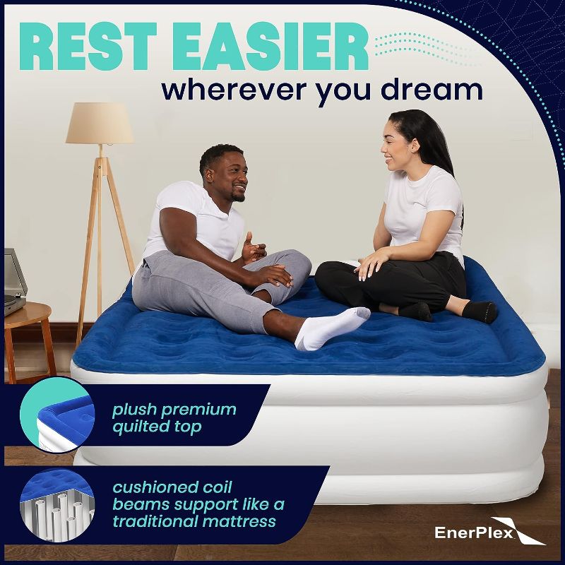 Photo 1 of EnerPlex Air Mattress with Built-in Pump - Double Height Inflatable Mattress for Camping, Home & Portable Travel - Durable Blow Up Bed with Dual Pump - Easy to Inflate/Quick Set UP
