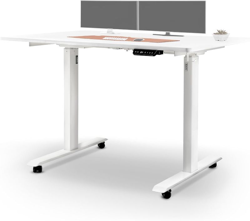 Photo 1 of Standing Desk Adjustable Height (48'' x 30''), 3 Memory Presets - Large Electric Sit-Stand Adjustable Height up to 49'' - Vibrant White