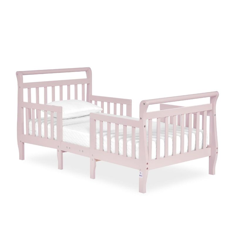 Photo 1 of Dream On Me Emma 3-in-1 Convertible Toddler Bed in Blush Pink, Converts to Two Chairs and-Table, Low to Floor Design, JPMA Certified, Non-Toxic Finishes, Safety Rails
