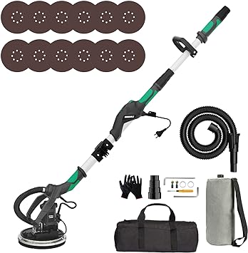 Photo 1 of IMQUALI Drywall Sander, Electric Drywall Sander Variable Speed 600-2600 RPM, 8.5A 1050W Foldable Wall Sander with Auto Dust Collection System, LED Lights, Extendable Handle, 12pcs Sanding Discs, IM03
