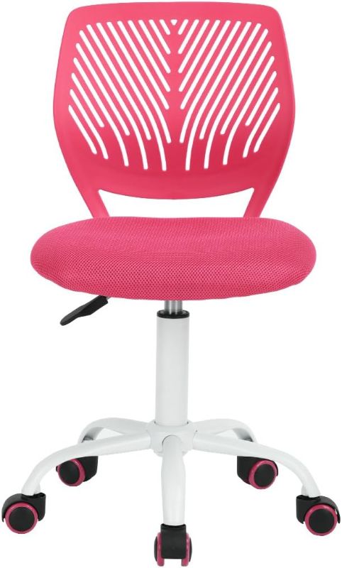 Photo 1 of NEWBULIG Home Office Desk Chair Ergonomic Armless Adjustable Height Low-Back Mesh, Computer Task Swivel Rolling with Lumbar Support, PINK
