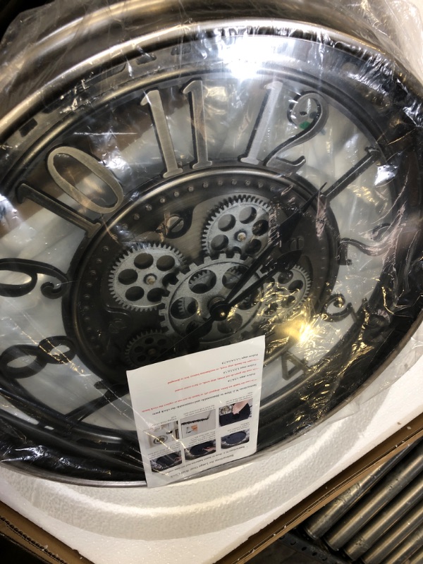 Photo 1 of  Original Moving Gears Wall Clock, Large Industrial Wall Clock for Living Room Decor