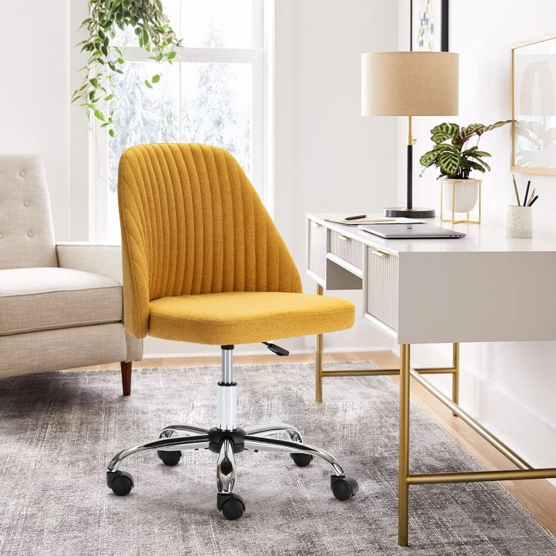 Photo 1 of Home Office Desk Chair - Adjustable Rolling Chair, Armless Cute Modern Task Chair for Office, Home, Make Up,Small Space, Bed Room
