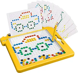 Photo 1 of GHIGMOFUN Magnetic Drawing Board, Montessori Magnetic Dots Board for Kids 3 4 5 Year Old, Magnetic Dots Art, Travel Games, Magnetic Beads Toys, Gift for Toddler Boys Girls 3 4 5 6 7
