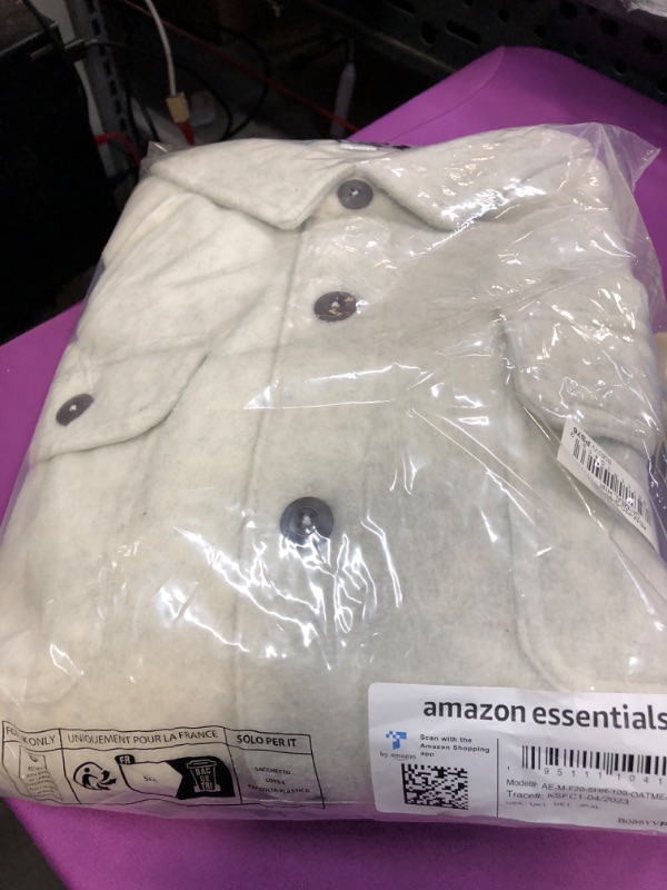 Photo 2 of Amazon Essentials Men's Long-Sleeve Polar Fleece Shirt Jacket Large Oatmeal Heather