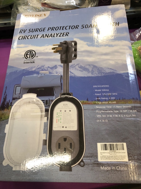 Photo 1 of BOYISEN RV Surge Protector 50 amp-RV Power Circuit Analyzer with Integrated Surge Protection Surge Voltage Protection with Waterproof Cover ETL Certificated Gray