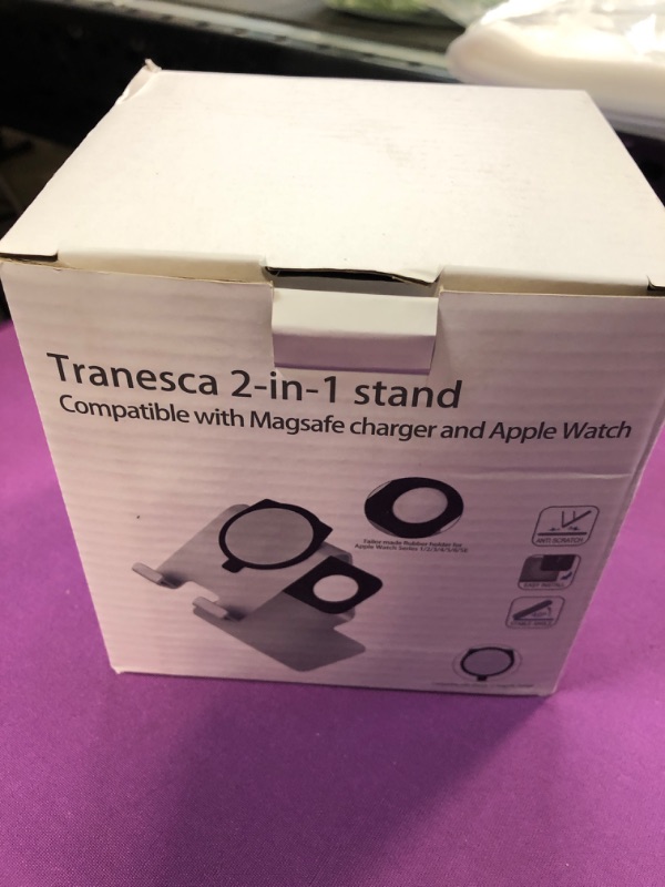 Photo 2 of Tranesca 2-in-1 Charger Stand Dock Station Compatible with iPhone That uses Magsafe Charger (Black)