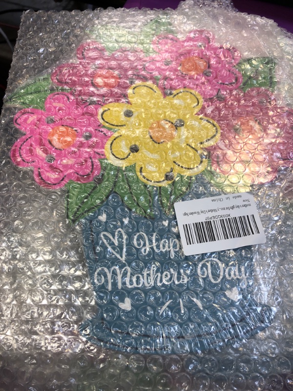Photo 1 of Happy Mothers Day Hand Picked Flower Holder, DIY Wooden Flower Holder Bundle Mothers Day Gifts from Daughter Son, Home Party Table Mothers Day Decorations(Flower not included)