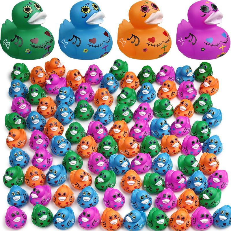 Photo 1 of 24 Pieces Halloween Rubber Duckies 2 Inch Mini Rubber Ducks in Bulk Dia De Los Muertos Rubber Ducks Party Supplies for Boys Girls Trick or Treat Goodie Bag Fillers Halloween Bathtub Ducks