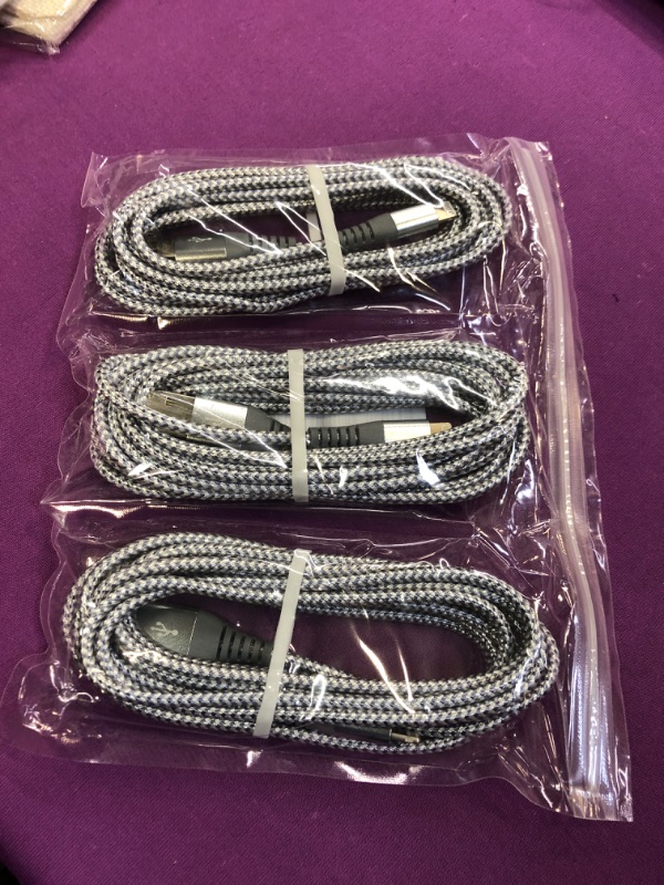 Photo 2 of iPhone Charger 3 Pack 10 ft MFi Certified Lightning Cable Nylon Braided Cable iPhone Charger Fast Charging Cord Compatible with iPhone 14 13 12 11 Pro Max XR XS X 8 7 6 Plus and More Gray White