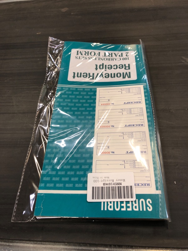 Photo 2 of Receipt Book with Carbon Copies, Rent Receipt Book for Small Business, 2-Part Carbonless, 100 Sets per Book, 4 Receipts per Page