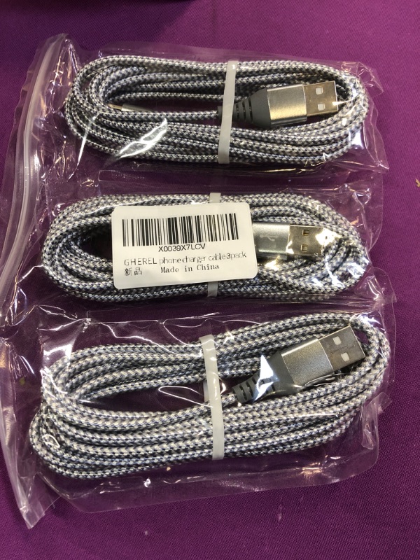 Photo 2 of iPhone Charger 3 Pack 10 ft MFi Certified Lightning Cable Nylon Braided Cable iPhone Charger Fast Charging Cord Compatible with iPhone 14 13 12 11 Pro Max XR XS X 8 7 6 Plus and More Gray White