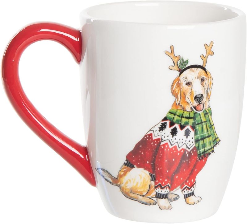 Photo 1 of Gallerie II 16 Oz Dog Christmas Mug Dolemite For Coffee Tea Or Cocoa White