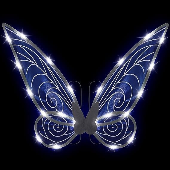 Photo 1 of  Light up Fairy Wings for Adults LED Butterfly Wings for Girls Women Halloween Costume Cosplay Fairy Dress Up Accessory Kid (White-Light Up)