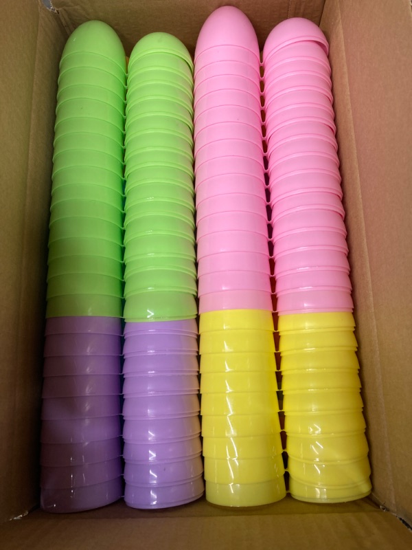 Photo 2 of JOYIN 100PCS 3.15" Pastel Easter Eggs, Empty Easter Eggs Fillable, Colorful Plastic Eggs Bulks for Easter Hunt, Party Favor, Basket Stuffers Filler, Classroom Prize Supplies