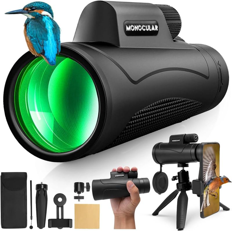 Photo 1 of Monocular Telescope, 80x100 HD Monoculars for Adults, Compact Portable Waterproof with Smartphone Tripod & BAK4 Prism for Birdwatching Hunting Camping Concert Travelling