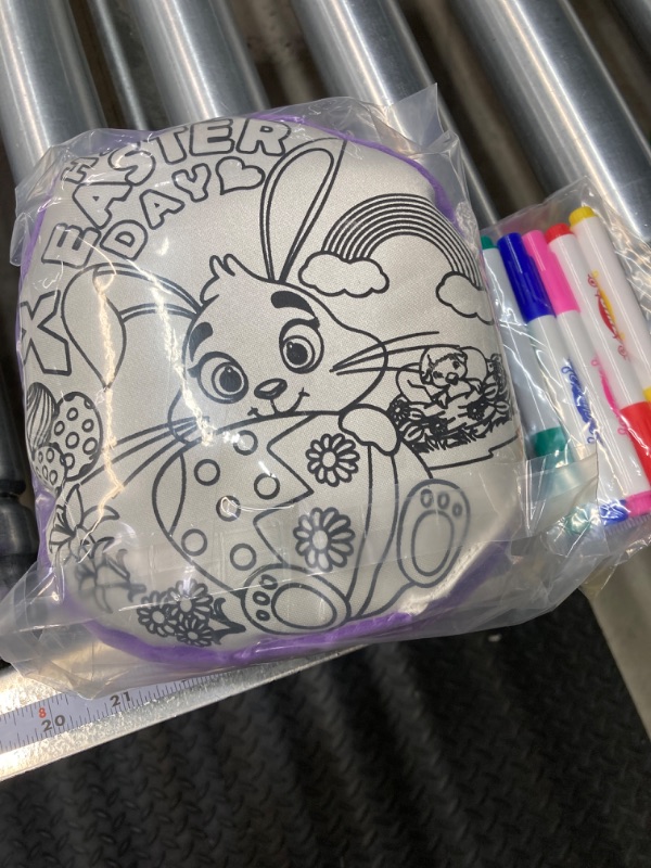 Photo 2 of Easter Coloring Bag Egg Decorating Kit - Easter DIY Arts Crafts Bag Set with 5 Colorful Markers, Easter Bunny Pattern Painting Activities for Kids, Easter Basket Stuffers Gifts for Girls Boys