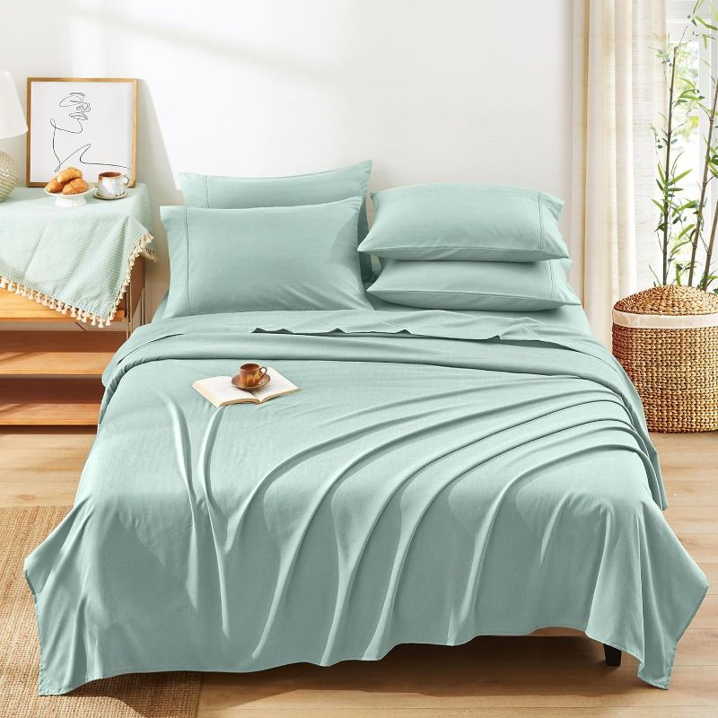 Photo 1 of  Manyshofu Sheets Twin Size Bed Sheets - 4 Piece Cooling Sheets Silky Mint Green Twin Sheet Set - Breathable Luxury Bedding Sheets & Pillowcases