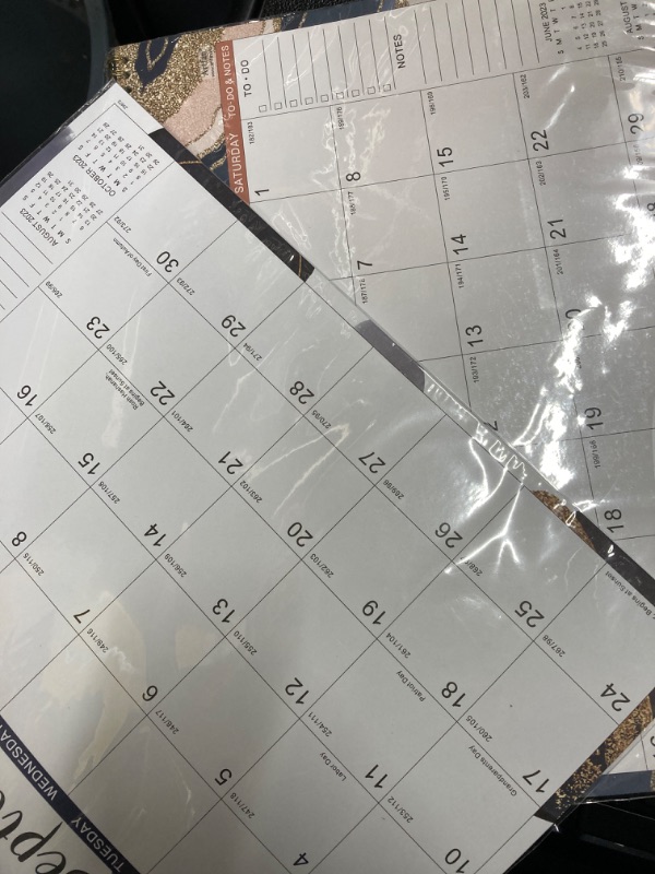 Photo 1 of ***** PACK OF 2 *****Calendar 2023-2024 - Jul. 2023 - Dec. 2024, 18-Month Calendar with Thick Paper, 14.6" x 11.5", Twin-Wire Binding + Hanging Hook + Unruled Blocks with Julian Date, Horizontal - Sand