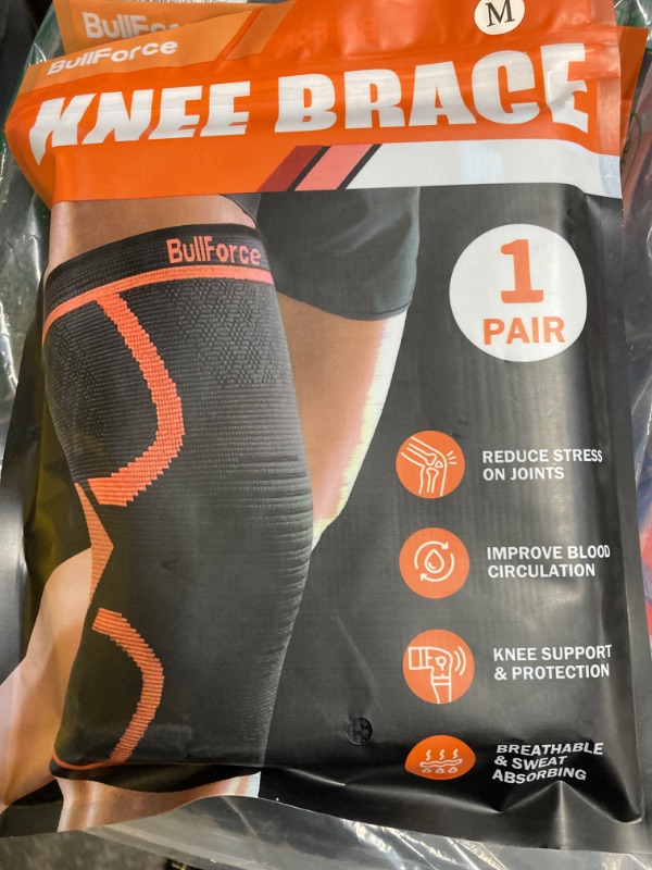 Photo 2 of ***** PACK OF 2 *****Knee Brace (2 Pack), Knee Compression Sleeve for Knee Pain, Knee Braces for Knee Pain Women & Men, Sports Knee Pads, Knee Sleeve for Meniscus Tear, ACL, Arthritis Pain Relief, Blue Medium Blue