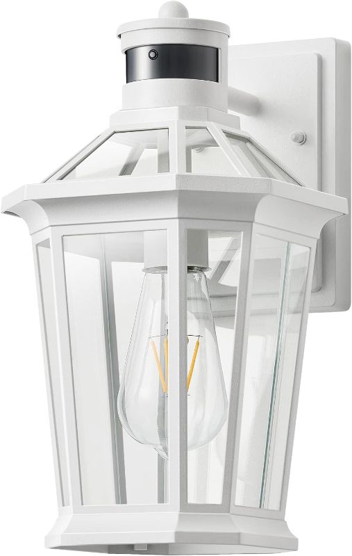 Photo 1 of 1-Light White Aluminum Outdoor Hardwired Waterproof Outdoor Lighting Fixture Wall Lantern Sconce with No Bulbs Included
