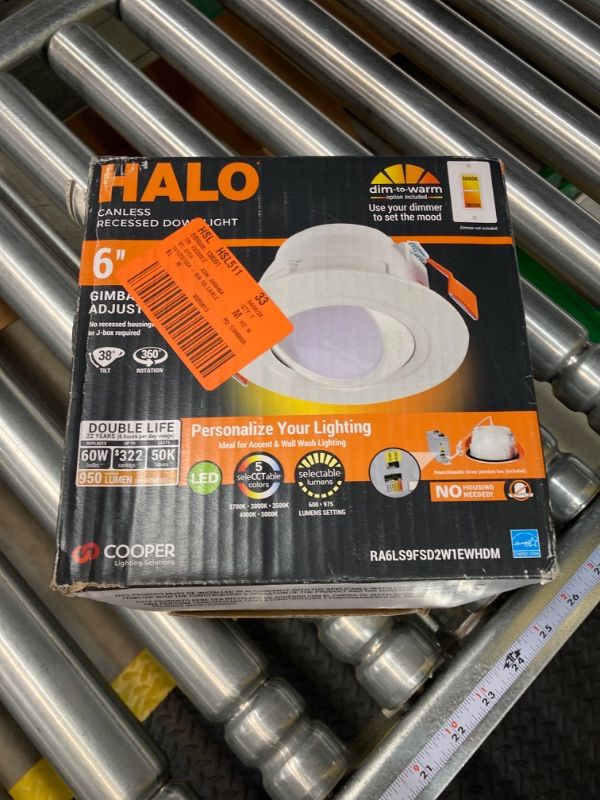 Photo 4 of HALO RA 6 in. Integrated LED Recessed Light Trim, 600 Lumens/1000 Lumens, 5 Selectable CCT, D2W, 120-Volt, DM 6 in White